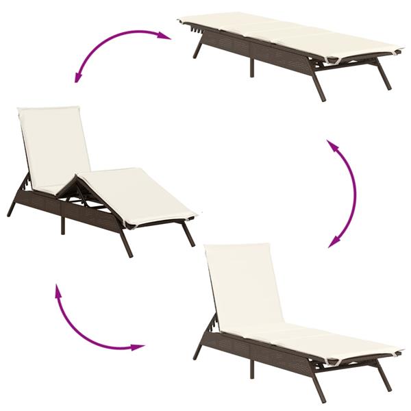 Grote foto vidaxl ligbed met kussen poly rattan bruin tuin en terras tuinmeubelen