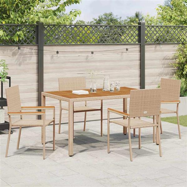 Grote foto vidaxl tuinstapelstoelen 4 pcs cr me en bruin tuin en terras tuinmeubelen
