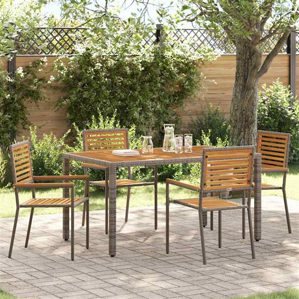 Grote foto vidaxl tuinstapelstoelen 4 pcs bruin en grijs tuin en terras tuinmeubelen