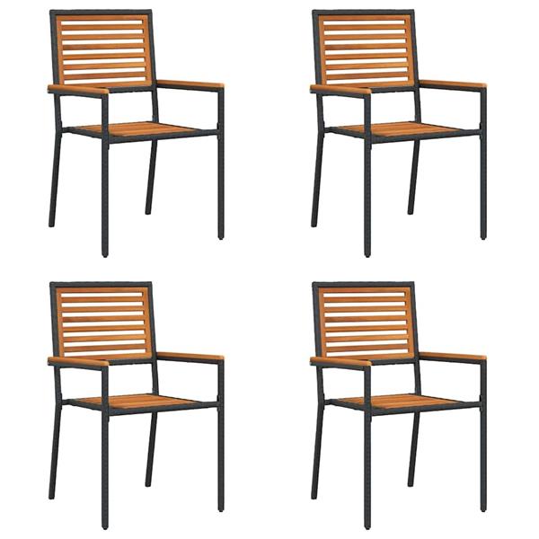 Grote foto vidaxl tuinstapelstoelen 4 pcs bruin en zwart tuin en terras tuinmeubelen