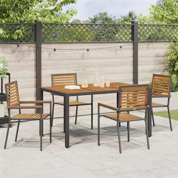 Grote foto vidaxl tuinstapelstoelen 4 pcs bruin en zwart tuin en terras tuinmeubelen
