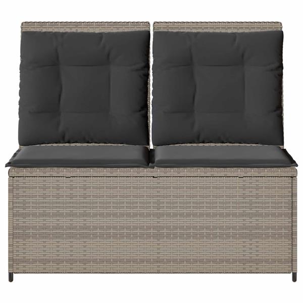 Grote foto vidaxl tuinbank met kussen lichtgrijs poly riet tuin en terras tuinmeubelen