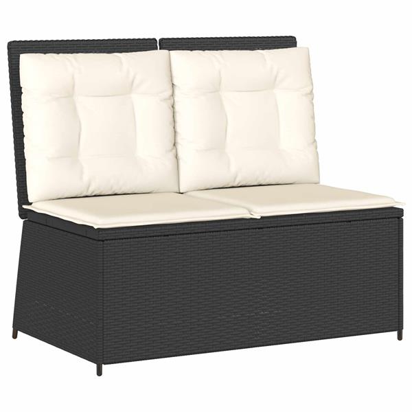 Grote foto vidaxl tuinbank met kussen zwart poly riet tuin en terras tuinmeubelen