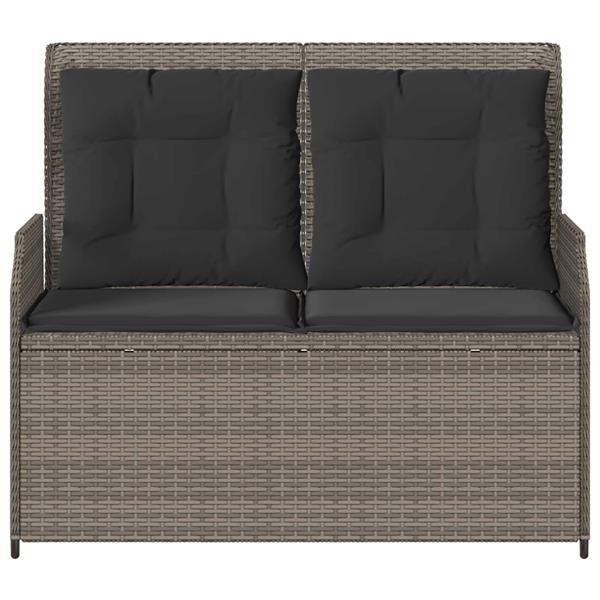 Grote foto vidaxl tuinbank met kussen grijs poly riet tuin en terras tuinmeubelen
