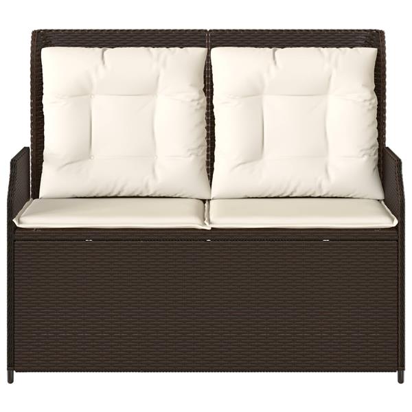 Grote foto vidaxl tuinbank met kussen bruin poly riet tuin en terras tuinmeubelen