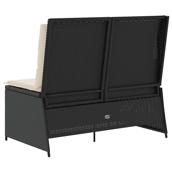 Grote foto vidaxl tuinbank met kussen zwart poly riet tuin en terras tuinmeubelen