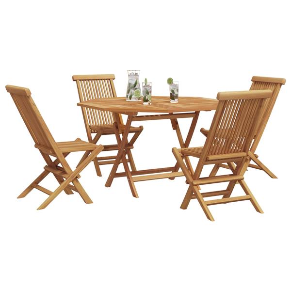 Grote foto vidaxl tuin eetset 5 pcs bruin massief teakhout tuin en terras tuinmeubelen