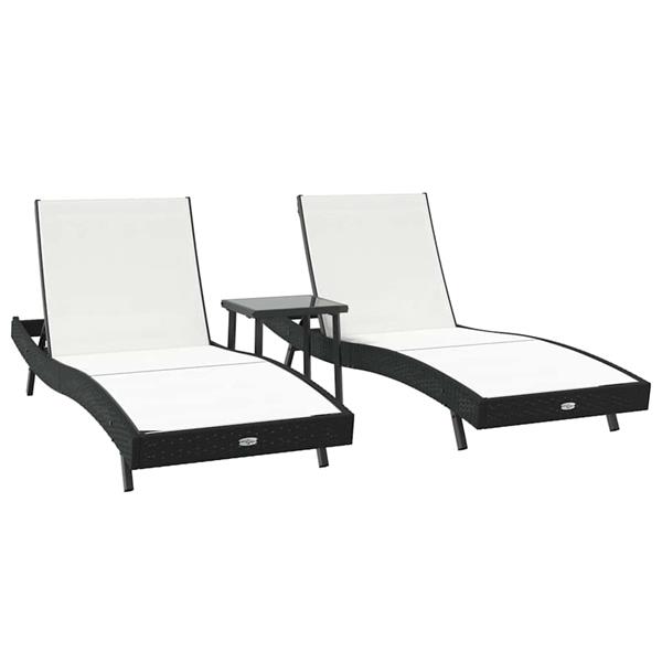 Grote foto vidaxl ligstoelen 3 pcs zwart en wit 40 x 40 x 40.5 cm poly rattan tuin en terras tuinmeubelen