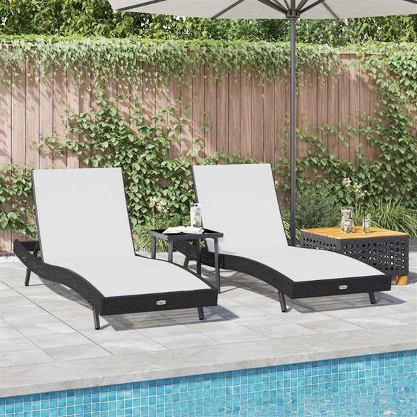 Grote foto vidaxl ligstoelen 3 pcs zwart en wit 40 x 40 x 40.5 cm poly rattan tuin en terras tuinmeubelen
