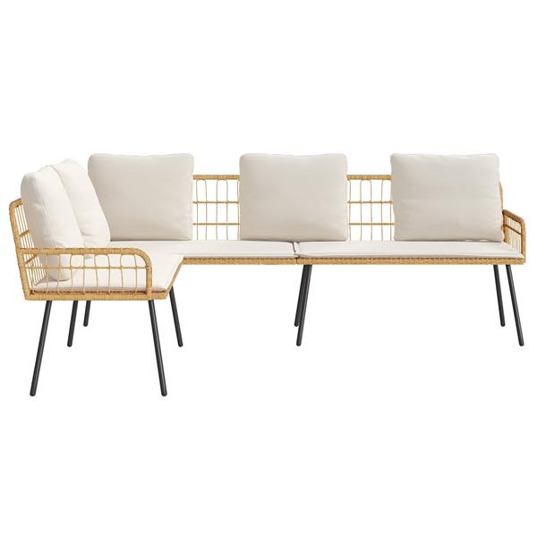 Grote foto vidaxl bank met kussen bruin 61.5 x 123 x 82cm metaal tuin en terras tuinmeubelen