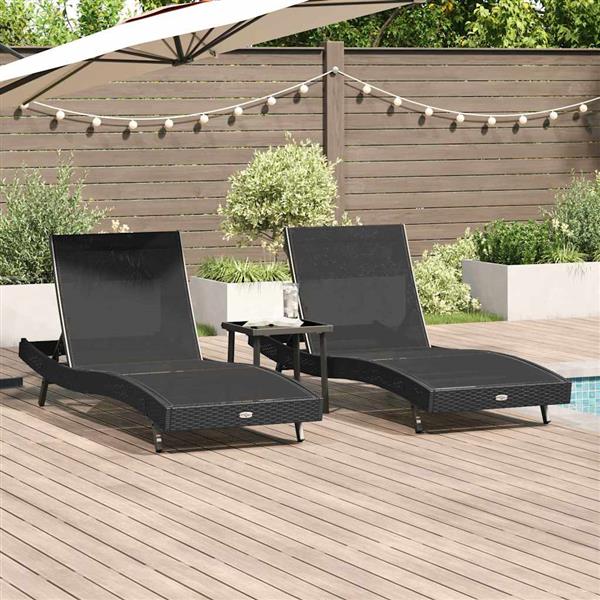 Grote foto vidaxl ligstoelen 3 pcs zwart 40 x 40 x 40.5 cm poly rattan tuin en terras tuinmeubelen