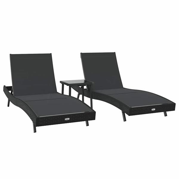 Grote foto vidaxl ligstoelen 3 pcs zwart 40 x 40 x 40.5 cm poly rattan tuin en terras tuinmeubelen