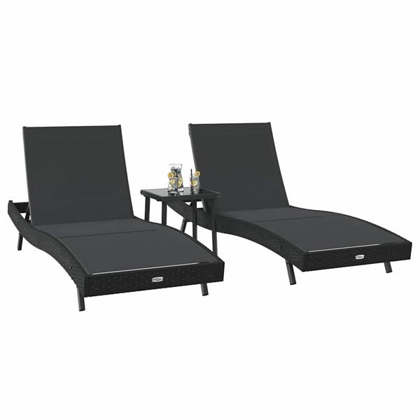 Grote foto vidaxl ligstoelen 3 pcs zwart 40 x 40 x 40.5 cm poly rattan tuin en terras tuinmeubelen