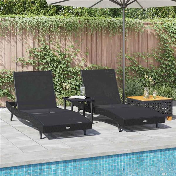 Grote foto vidaxl ligstoelen 3 pcs zwart 40 x 40 x 40.5 cm poly rattan tuin en terras tuinmeubelen