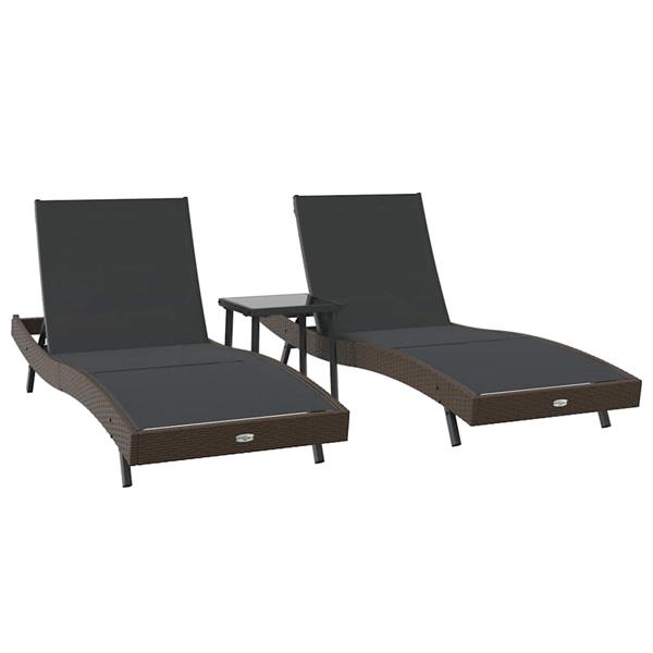 Grote foto vidaxl ligstoelen 3 pcs bruin 40 x 40 x 40.5 cm poly rattan tuin en terras tuinmeubelen