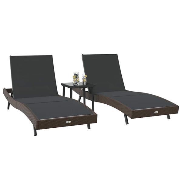 Grote foto vidaxl ligstoelen 3 pcs bruin 40 x 40 x 40.5 cm poly rattan tuin en terras tuinmeubelen