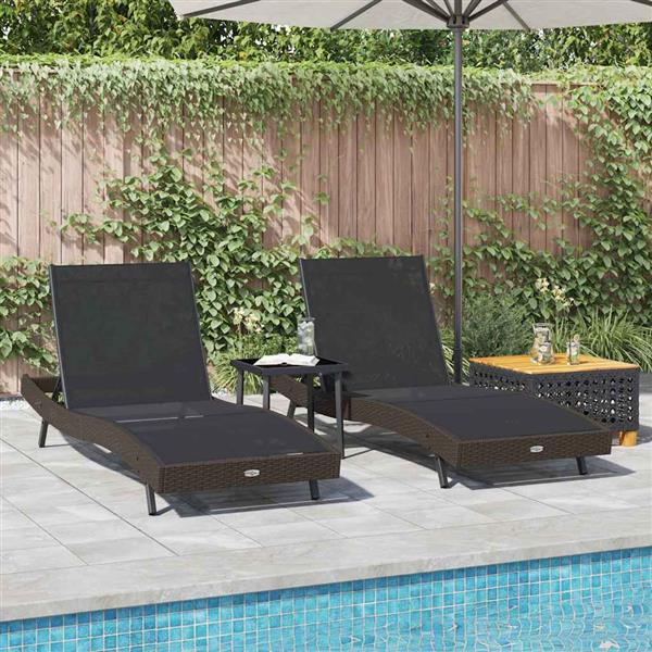 Grote foto vidaxl ligstoelen 3 pcs bruin 40 x 40 x 40.5 cm poly rattan tuin en terras tuinmeubelen