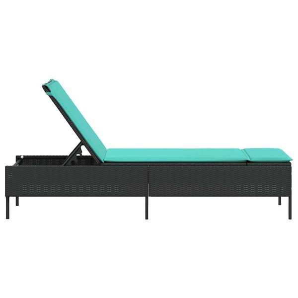 Grote foto vidaxl ligstoel met kussen zwart polyrotan tuin en terras tuinmeubelen