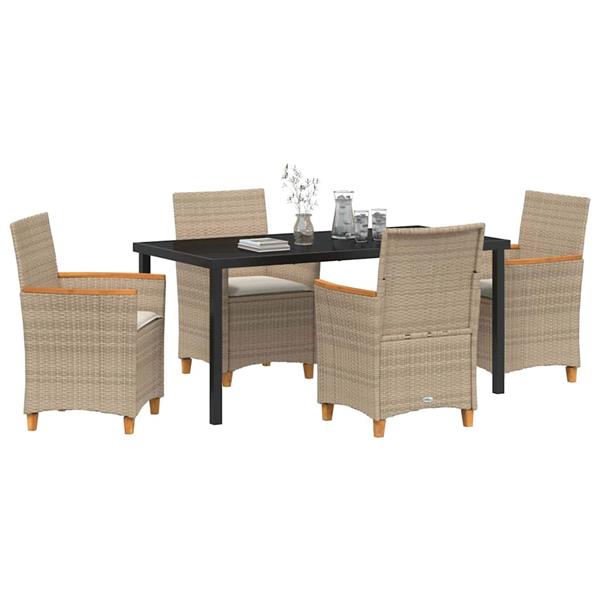 Grote foto vidaxl tuin eetset 5 pcs beige poly rattan tuin en terras tuinmeubelen