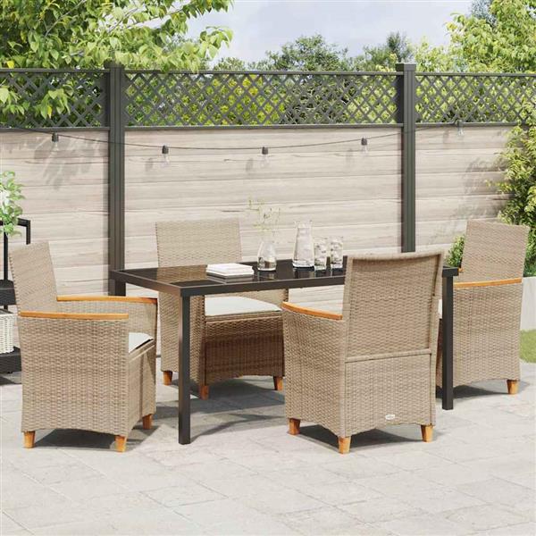 Grote foto vidaxl tuin eetset 5 pcs beige poly rattan tuin en terras tuinmeubelen