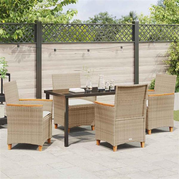 Grote foto vidaxl tuin eetset 5 pcs beige poly rattan tuin en terras tuinmeubelen