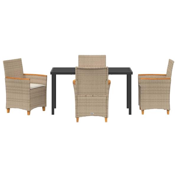 Grote foto vidaxl tuin eetset 5 pcs beige poly rattan tuin en terras tuinmeubelen