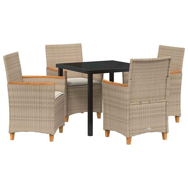 Grote foto vidaxl tuin eetset 5 pcs beige poly rattan tuin en terras tuinmeubelen