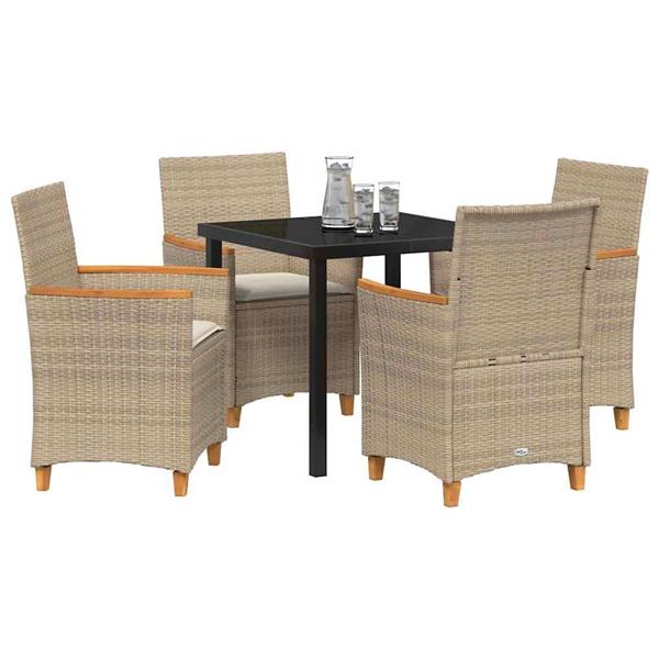 Grote foto vidaxl tuin eetset 5 pcs beige poly rattan tuin en terras tuinmeubelen