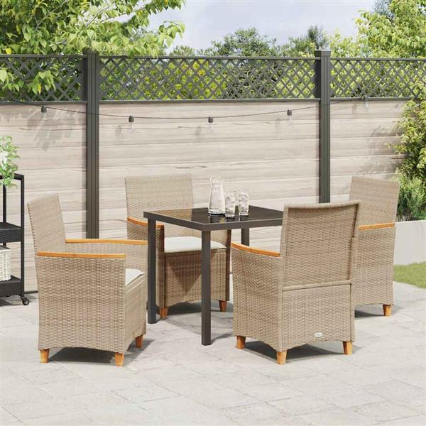 Grote foto vidaxl tuin eetset 5 pcs beige poly rattan tuin en terras tuinmeubelen