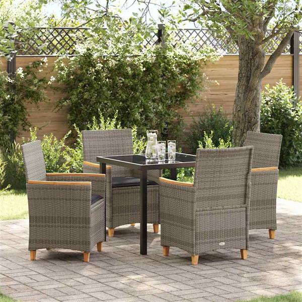 Grote foto vidaxl tuin eetset 5 pcs grijs poly rattan tuin en terras tuinmeubelen