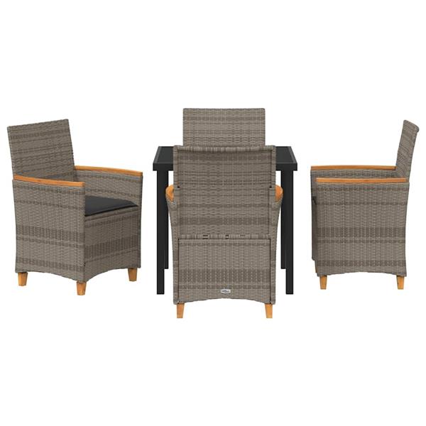Grote foto vidaxl tuin eetset 5 pcs grijs poly rattan tuin en terras tuinmeubelen