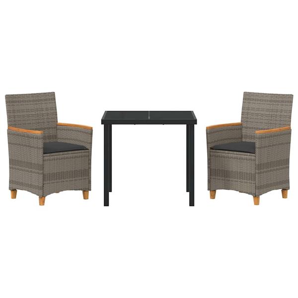 Grote foto vidaxl tuin eetset 3 pcs grijs poly rattan tuin en terras tuinmeubelen