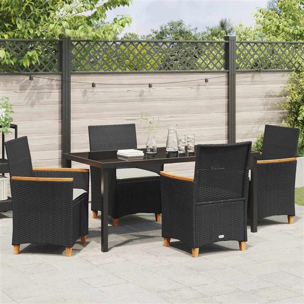 Grote foto vidaxl tuin eetset 5 pcs zwart poly rattan tuin en terras tuinmeubelen