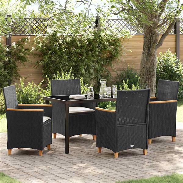 Grote foto vidaxl tuin eetset 5 pcs zwart poly rattan tuin en terras tuinmeubelen