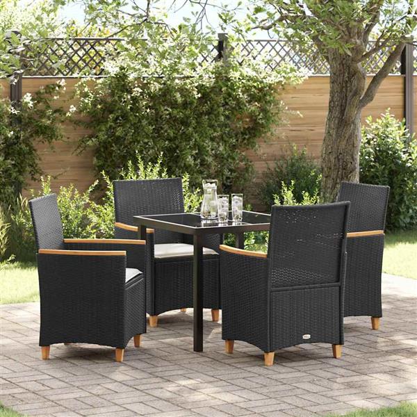 Grote foto vidaxl tuin eetset 5 pcs zwart poly rattan tuin en terras tuinmeubelen