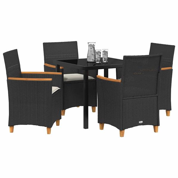 Grote foto vidaxl tuin eetset 5 pcs zwart poly rattan tuin en terras tuinmeubelen