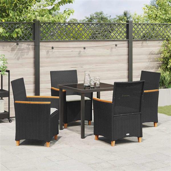Grote foto vidaxl tuin eetset 5 pcs zwart poly rattan tuin en terras tuinmeubelen