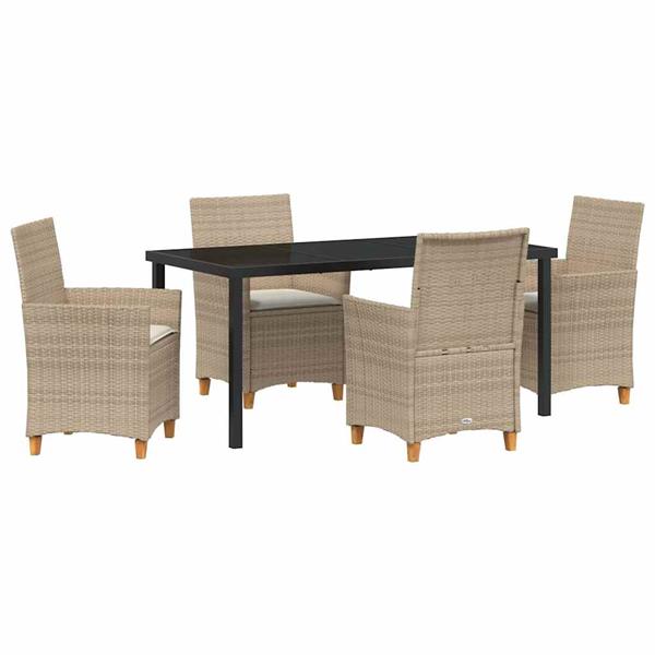Grote foto vidaxl tuin eetset 5 pcs beige poly rattan tuin en terras tuinmeubelen