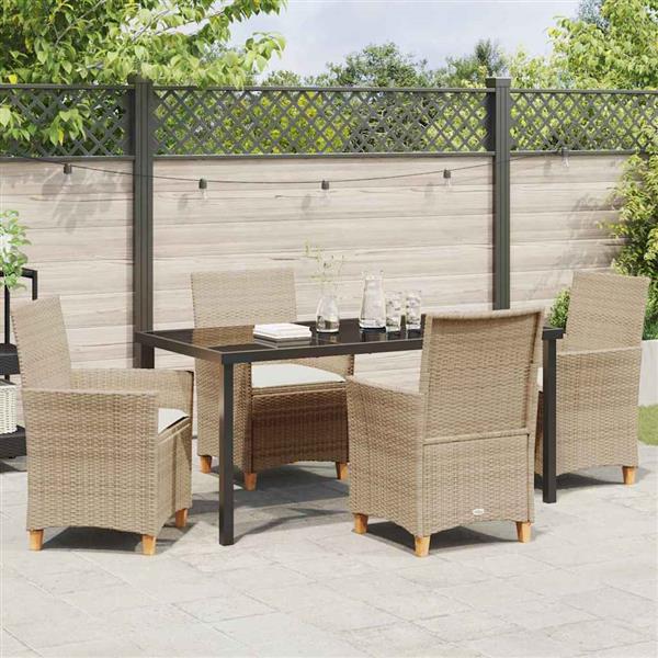 Grote foto vidaxl tuin eetset 5 pcs beige poly rattan tuin en terras tuinmeubelen