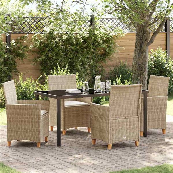 Grote foto vidaxl tuin eetset 5 pcs beige poly rattan tuin en terras tuinmeubelen