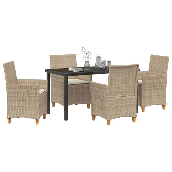 Grote foto vidaxl tuin eetset 5 pcs beige poly rattan tuin en terras tuinmeubelen