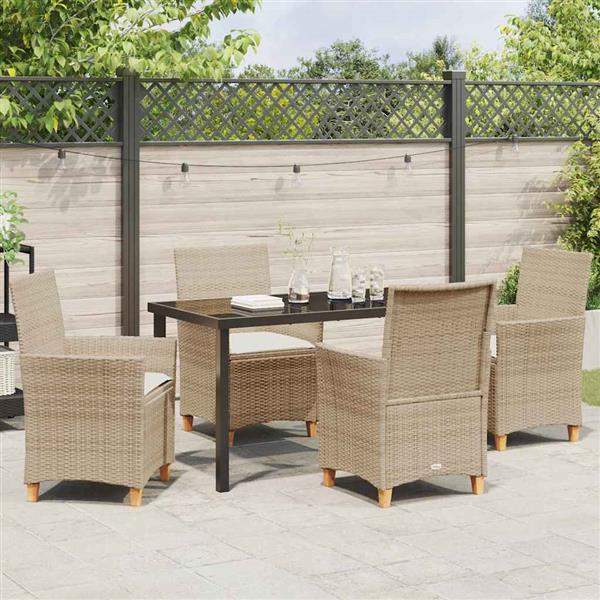 Grote foto vidaxl tuin eetset 5 pcs beige poly rattan tuin en terras tuinmeubelen