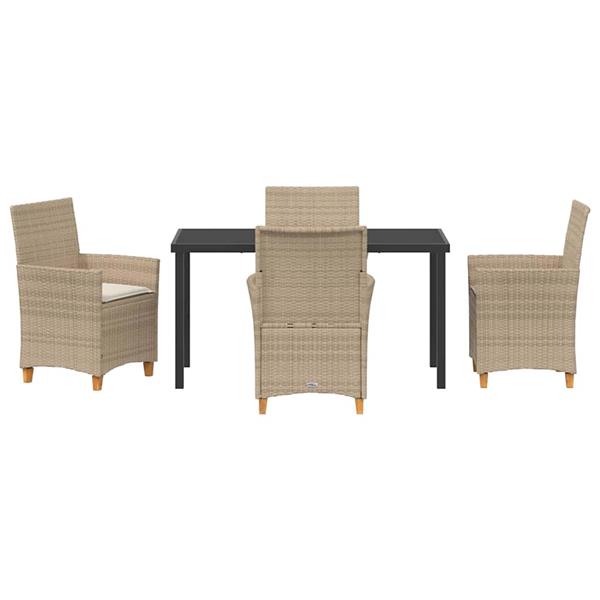 Grote foto vidaxl tuin eetset 5 pcs beige poly rattan tuin en terras tuinmeubelen