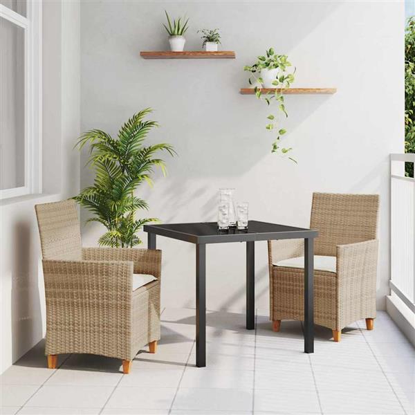 Grote foto vidaxl tuin eetset 3 pcs beige poly rattan tuin en terras tuinmeubelen