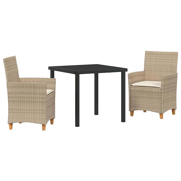 Grote foto vidaxl tuin eetset 3 pcs beige poly rattan tuin en terras tuinmeubelen