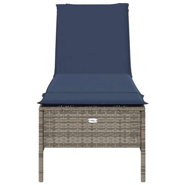 Grote foto vidaxl ligstoel met kussen grijs polyrotan tuin en terras tuinmeubelen