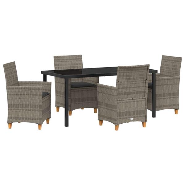 Grote foto vidaxl tuin eetset 5 pcs grijs poly rattan tuin en terras tuinmeubelen