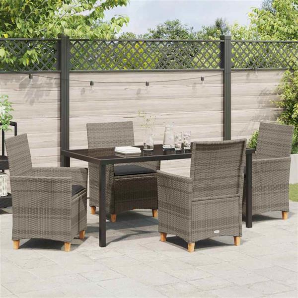 Grote foto vidaxl tuin eetset 5 pcs grijs poly rattan tuin en terras tuinmeubelen