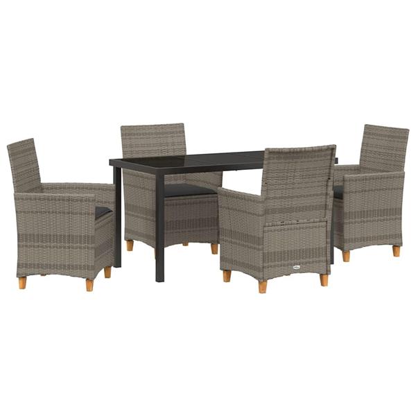 Grote foto vidaxl tuin eetset 5 pcs grijs poly rattan tuin en terras tuinmeubelen