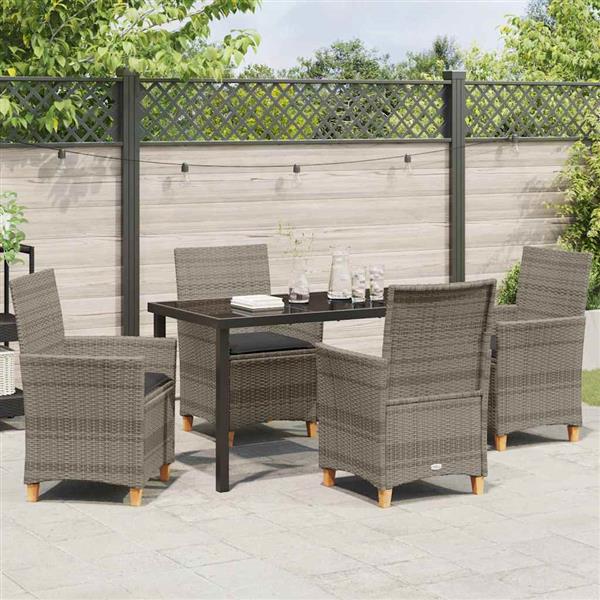 Grote foto vidaxl tuin eetset 5 pcs grijs poly rattan tuin en terras tuinmeubelen